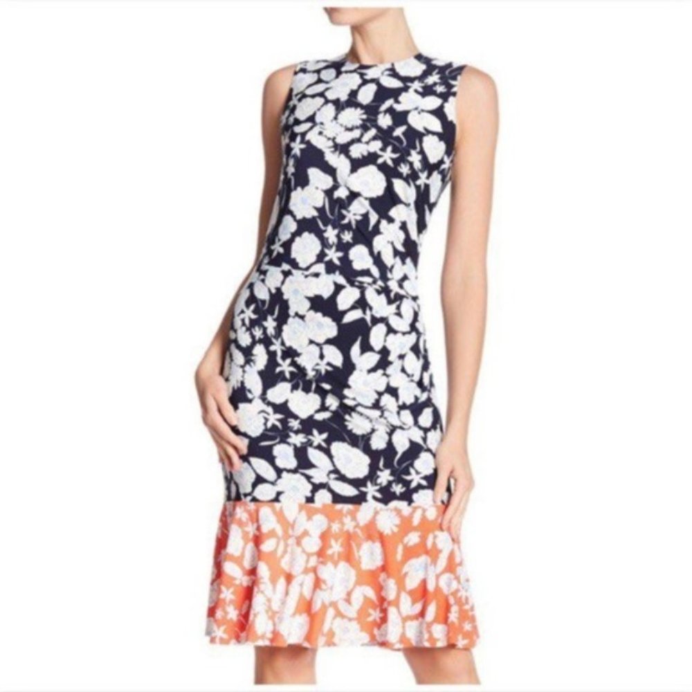 Eliza J Women's Black Orange Floral Dress Sleeveless Size 2 NWT - Picture 1 of 8